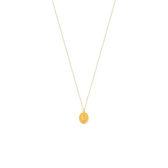 Pres O Harfi Kolye Ucu 14 Ayar Altın