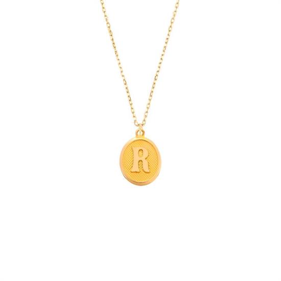 Pres R Harfi Kolye Ucu 14 Ayar Altın