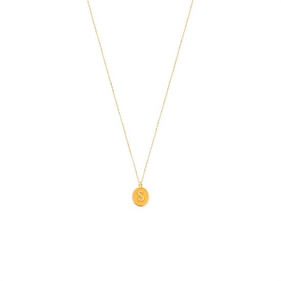 Pres S Harfi Kolye Ucu 14 Ayar Altın