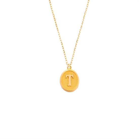 Pres T Harfi Kolye Ucu 14 Ayar Altın