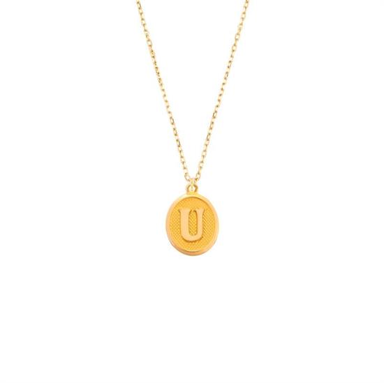 Pres U Harfi Kolye Ucu 14 Ayar Altın
