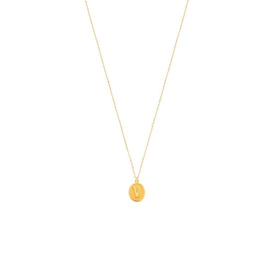 Pres V Harfi Kolye Ucu 14 Ayar Altın