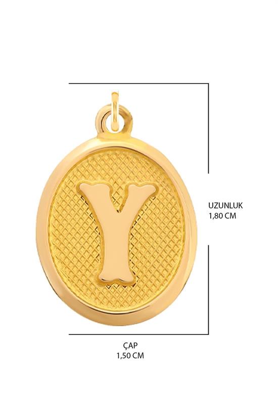 Pres Y Harfi Kolye Ucu 14 Ayar Altın