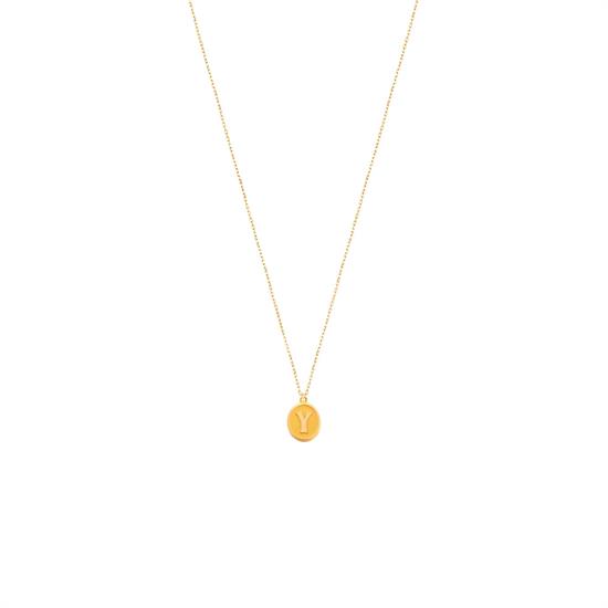 Pres Y Harfi Kolye Ucu 14 Ayar Altın