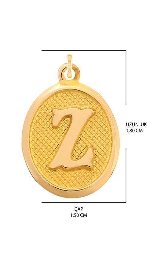 Pres Z Harfi Kolye Ucu 14 Ayar Altın