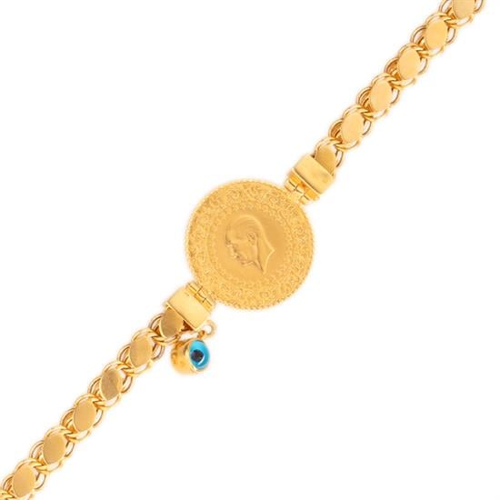 Pullu Çeyrekli Bileklik 14 Ayar Altın