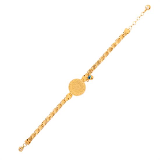 Pullu Çeyrekli Bileklik 14 Ayar Altın