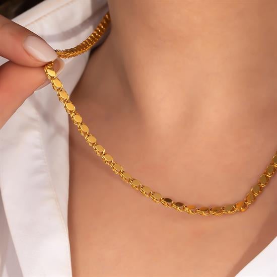 Pullu Zincir 5Mm 14 Ayar Altın