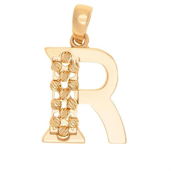 R Harfi Dorika Toplu 14 Ayar Altın Kolye Ucu