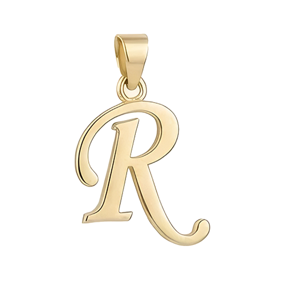 R Harfi El Yazısı 14 Ayar Kolye Ucu