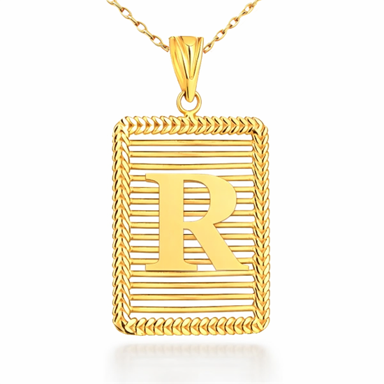 R Harfi Izgara Model 14 Ayar Kolye Ucu