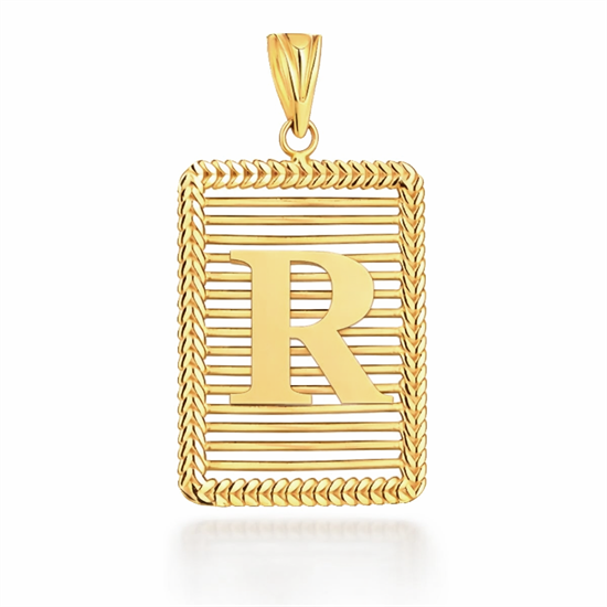 R Harfi Izgara Model 14 Ayar Kolye Ucu