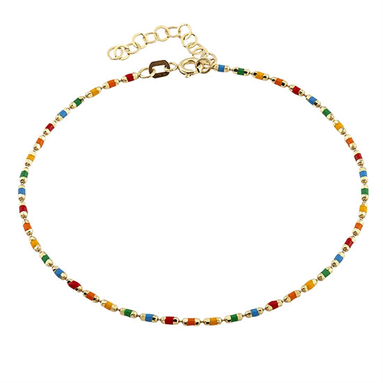 Renkli Mineli 14 Ayar Altın Bileklik