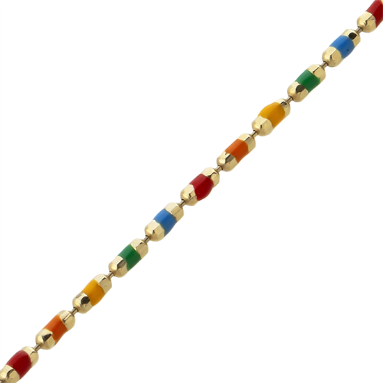 Renkli Mineli 14 Ayar Altın Bileklik