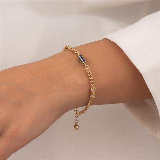 Renkli Taşlı 14 Ayar Altın Bileklik