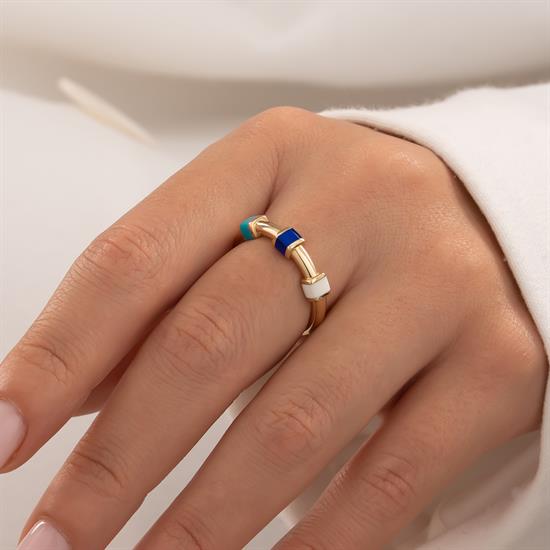 Renkli Taşlı 14 Ayar Altın Yüzük