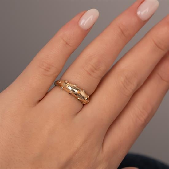 Renkli Taşlı 14 Ayar Altın Yüzük