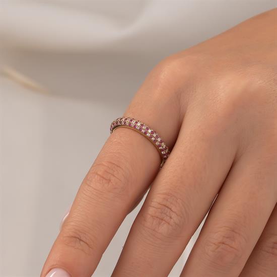 Renkli Taşlı 14 Ayar Altın Yüzük