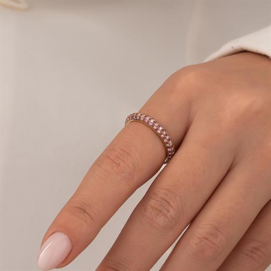 Renkli Taşlı 14 Ayar Altın Yüzük