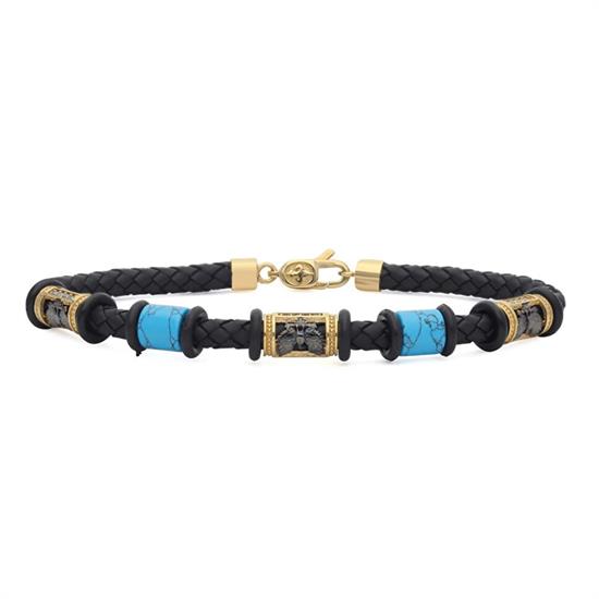 Renkli Taşlı Altın Erkek Bilekliği