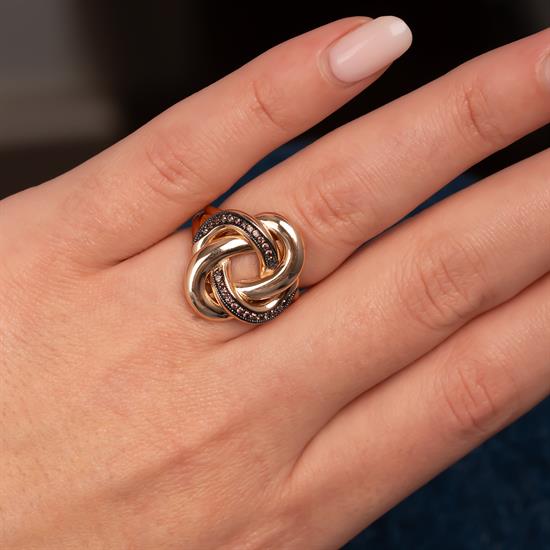 Renkli Taşlı Tasarım 14 Ayar Altın Yüzük