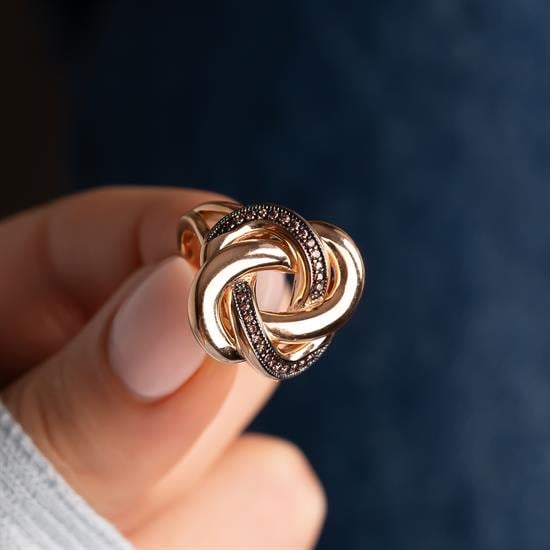 Renkli Taşlı Tasarım 14 Ayar Altın Yüzük