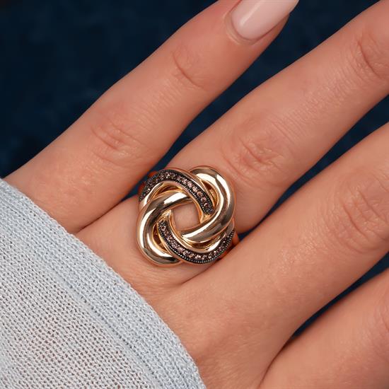 Renkli Taşlı Tasarım 14 Ayar Altın Yüzük