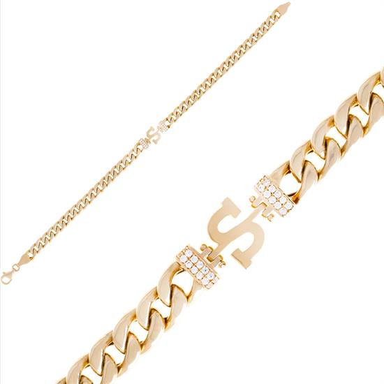 S Harfi 14 Ayar Altın Bileklik