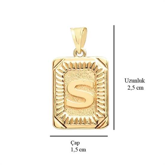 S Harfi 14 Ayar Altın Kolye Ucu