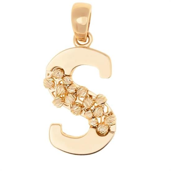 S Harfi Dorika Toplu 14 Ayar Altın Kolye Ucu