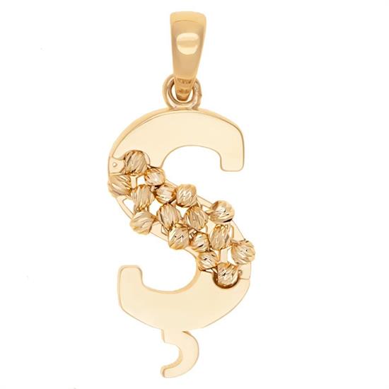 Ş Harfi Dorika Toplu 14 Ayar Altın Kolye Ucu