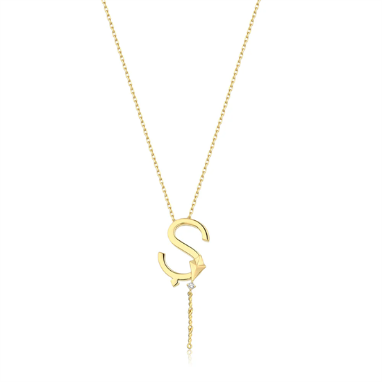 Ş Harfi Sallantılı Harfli 14 Ayar Altın Kolye