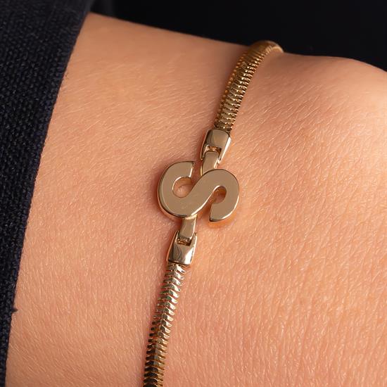 S Harfli  Bileklik 14 Ayar Altın