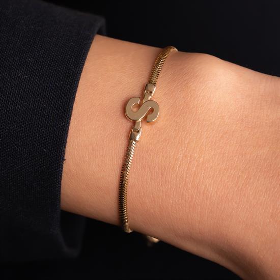 S Harfli  Bileklik 14 Ayar Altın