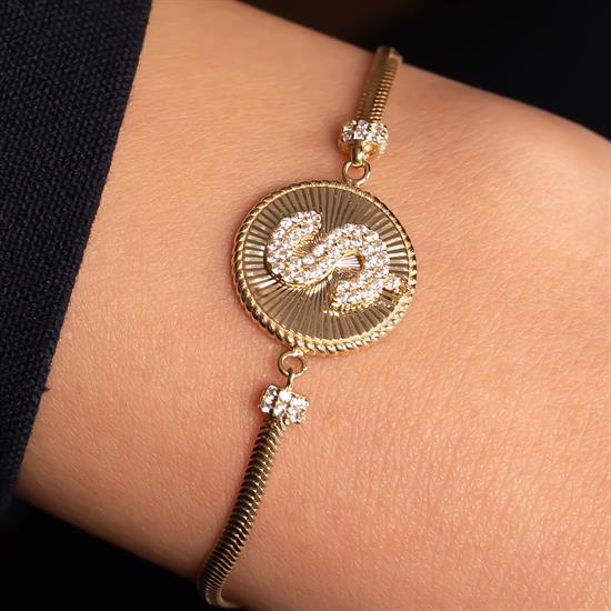 S Harfli 14 Ayar Altın Bileklik