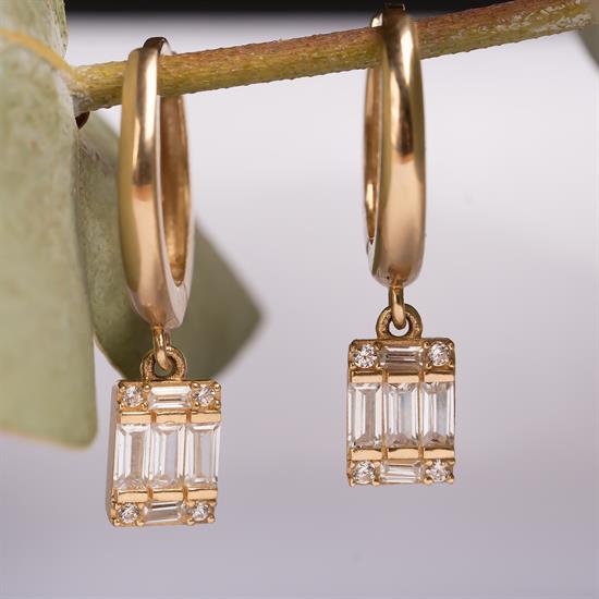 Sallantılı Baget Küpe 14 Ayar Altın