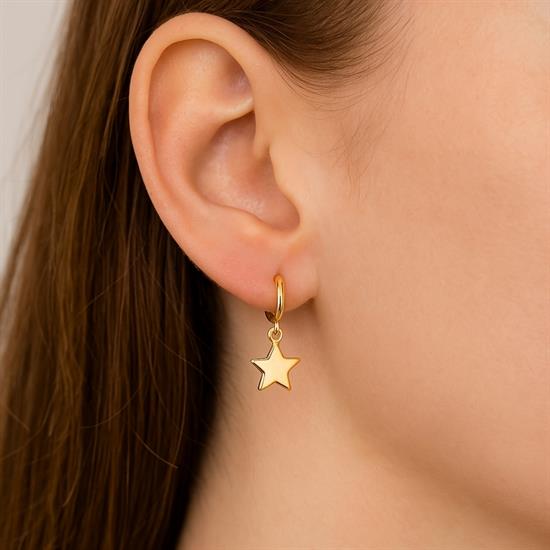 Sallantılı Yıldız Küpe 14 Ayar Altın