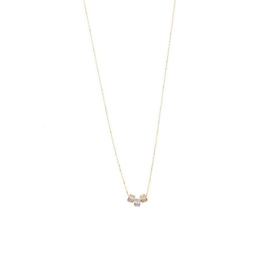 Sarı Beyaz Rose Beyaz Taşlı 14 Ayar Kolye