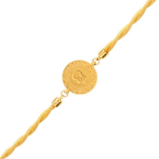 Sarmal Çeyrekli Bileklik 14 Ayar Altın