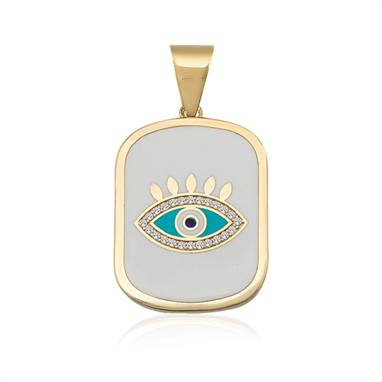 Sedefli Göz Detaylı Altın Kolye Ucu 14 Ayar