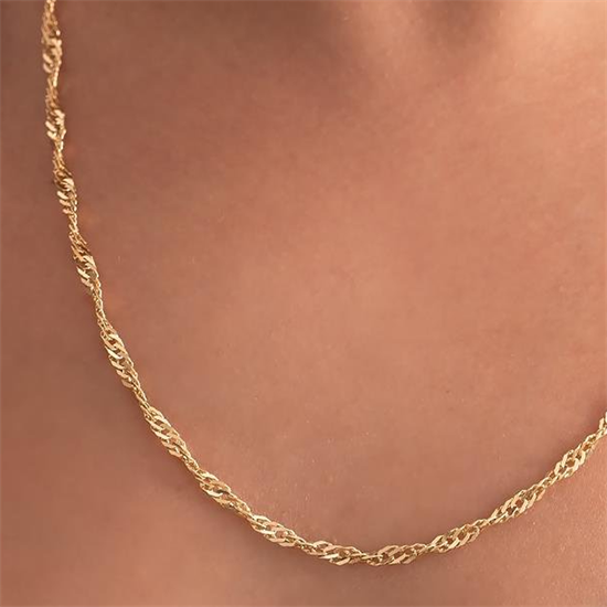 Singapur Zincir 14 Ayar Altın 4 Mm