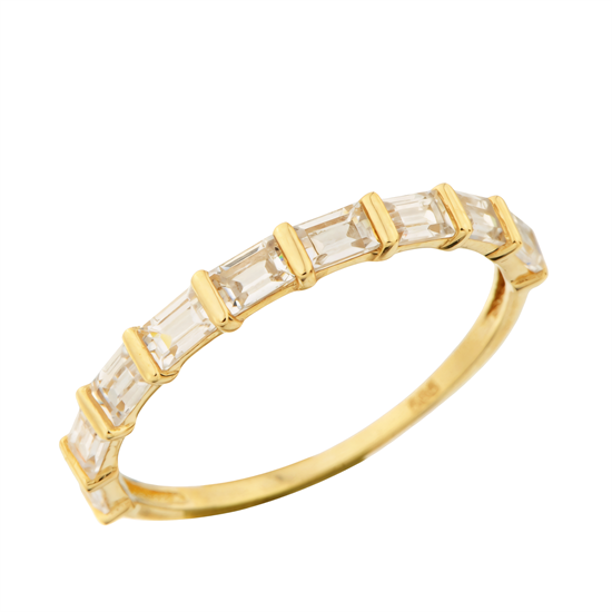 Baget Sıra Taşlı 14 Ayar Altın Yüzük