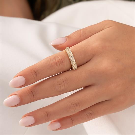 Sıra Taşlı 14 Ayar Altın Yüzük