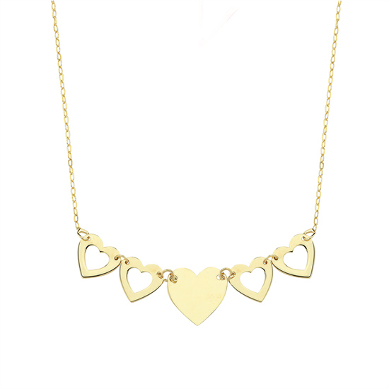 Sıralı Kalp 14 Ayar Altın Kolye