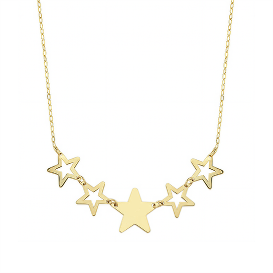 Sıralı Yıldız 14 Ayar Altın Kolye