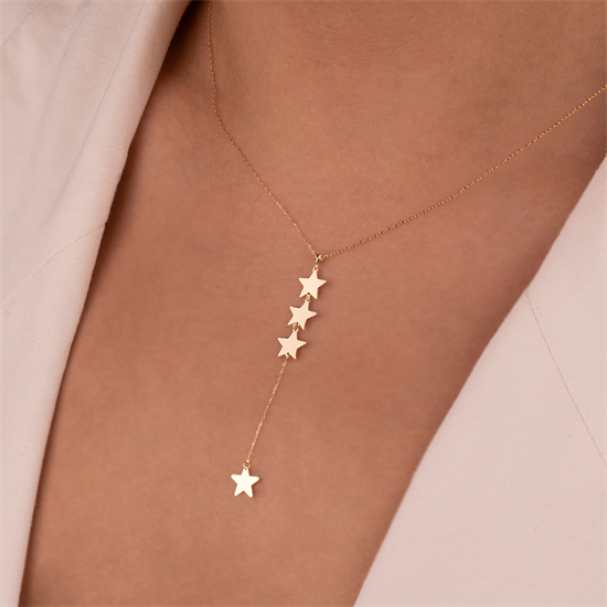 Sıralı Yıldız 14 Ayar Altın Minimal Kolye