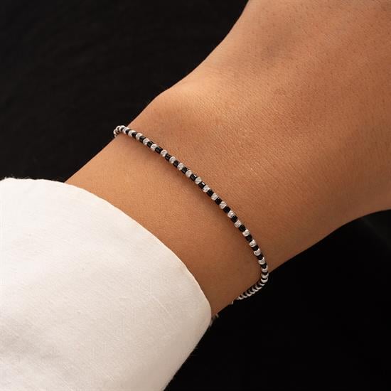 Siyah Taşlı Bileklik 14 Ayar Altın