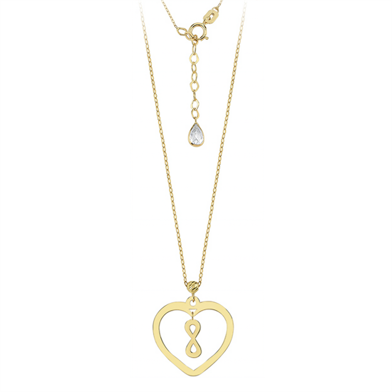 Sonsuzluk Detaylı Kalp 14 Ayar Altın Kolye
