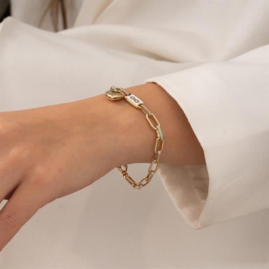 Sonsuzluk Figürlü  Bileklik 14 Ayar Altın