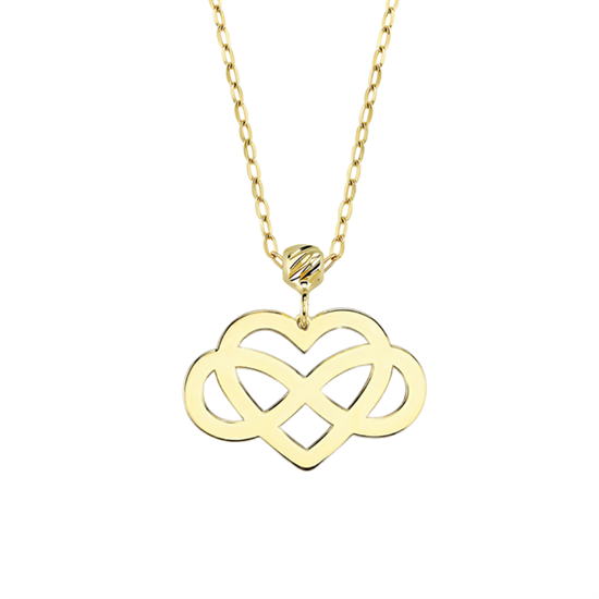 Sonsuzluk Kalp 14 Ayar Altın Kolye